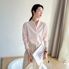 2025新款粉色小立领衬衫女高端轻熟风职业装抗皱圆领厅里厅气上衣
