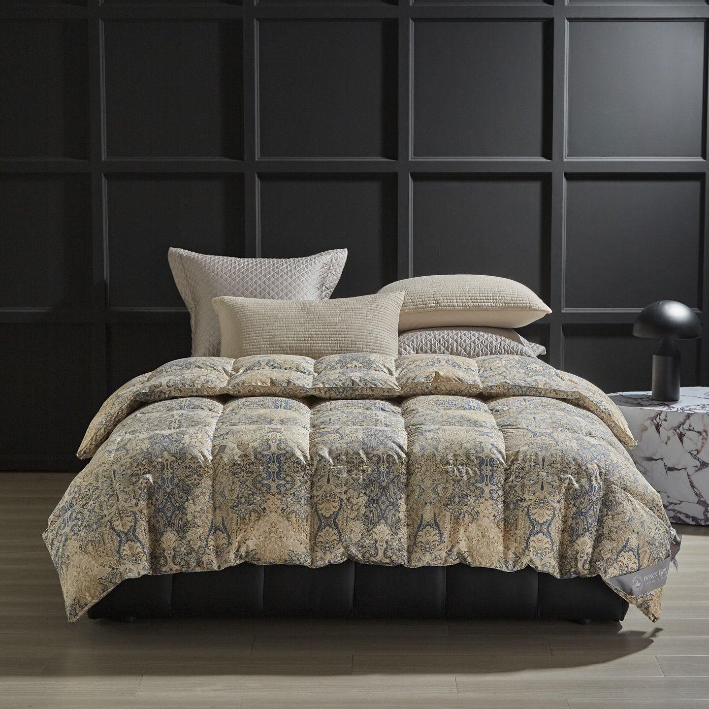 2025新款印花鹅绒丝被芯 白鹅绒羽毛被子 双人加厚冬被 春