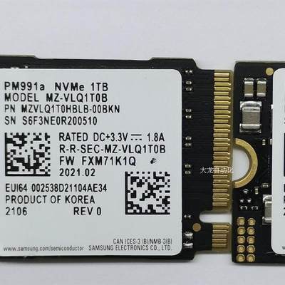 议价msung/ 1TB pm991a 1t ssd nvme pcie m.2 2230原装正品