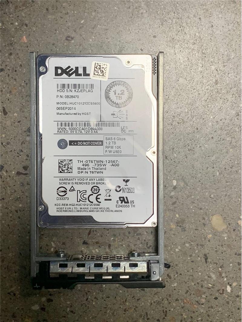 议价戴尔/DELL 1.2TB 10K 2.5寸 6G SAS服务器硬盘 0T6TWN原装正