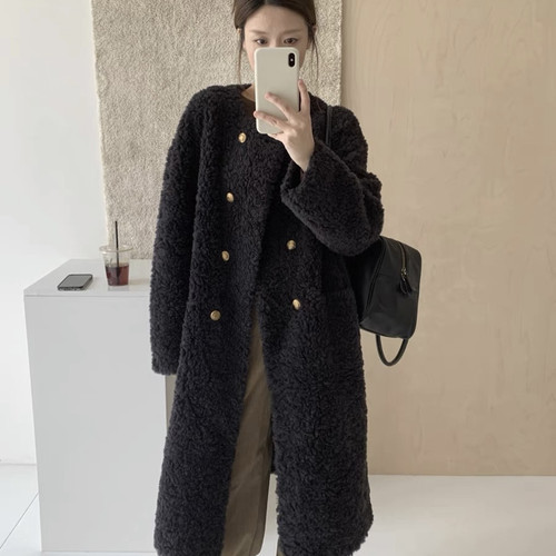 童心上新韩版气质简约休闲双面加厚羊毛外套（含100绵羊毛）B1700