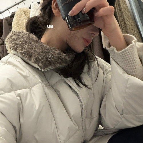 童心百搭毛领暗门襟宽松保暖羽绒服外套(充绒量180g)UA0237