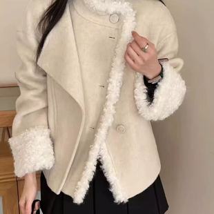 童心小众羊毛大衣女短款羊绒双面呢外套羊毛外套(含100羊毛)K90
