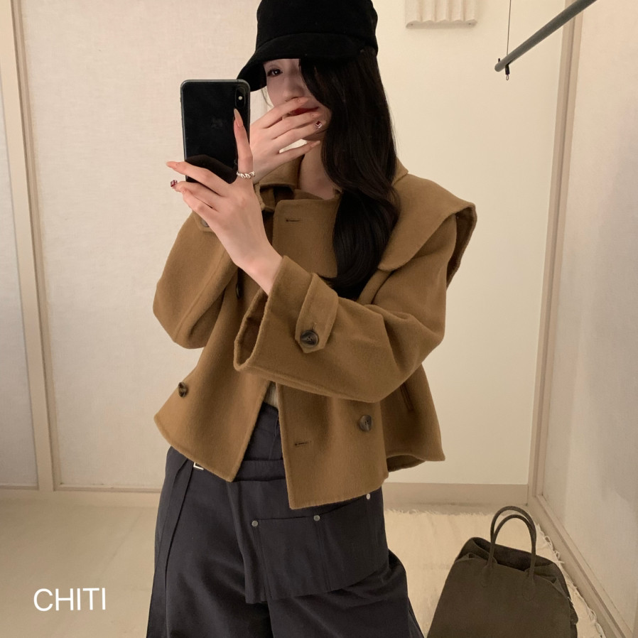 童心设计设计感翻领宽松百搭短款羊毛外套（含100澳毛）80179,女装/女士精品,羽绒服,淘宝优惠券,粉丝福利购,淘宝优惠卷