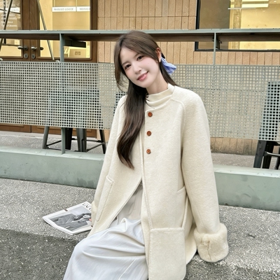 童心-外套(配可拆真兔毛袖毛包包)（含100羊毛）L-CP77O2