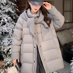 童心休闲韩系可拆卸针织帽长款保暖羽绒服外套(配针织帽子)J2409