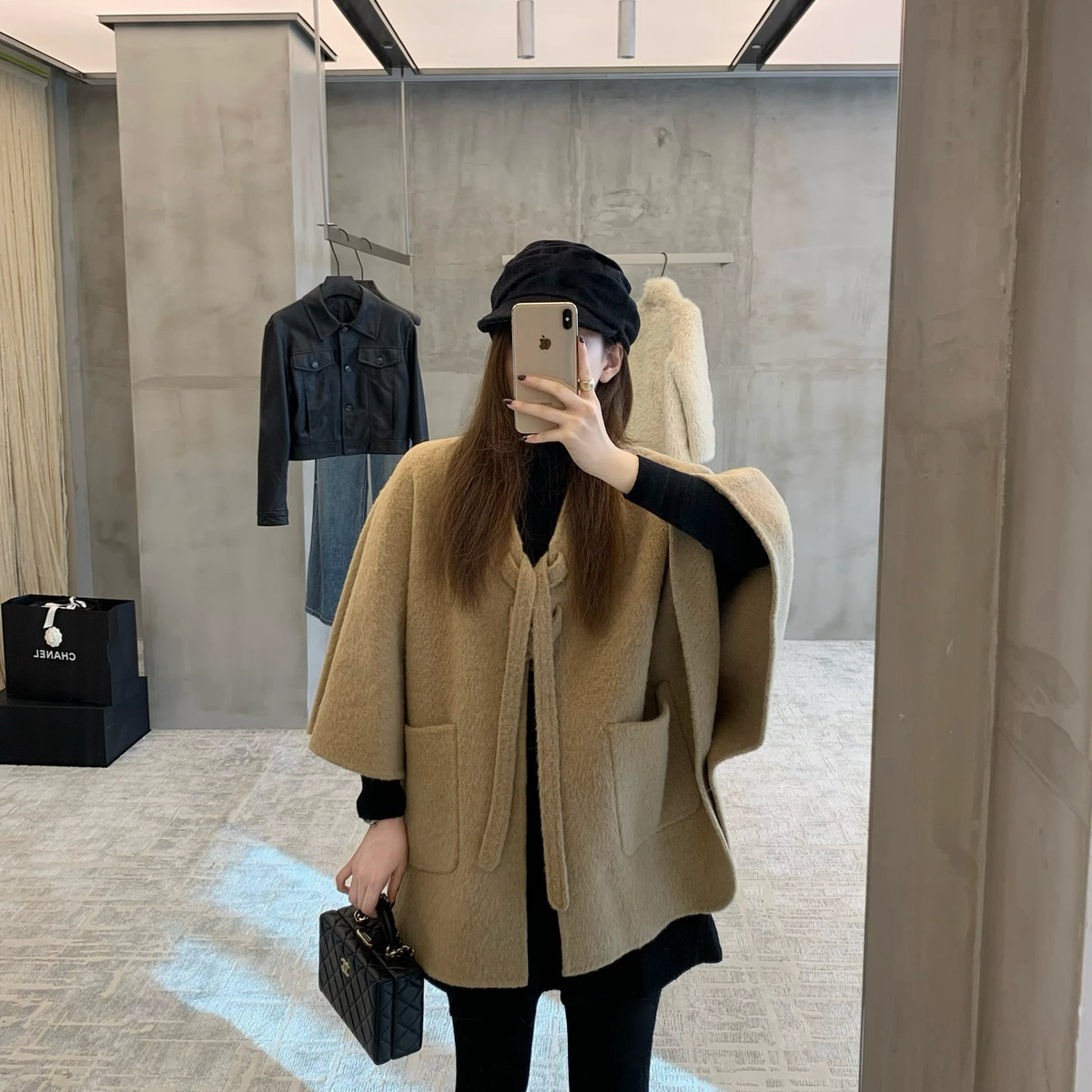 童心众绑带设计感羊毛呢斗篷羊毛外套(含60羊毛)(10苏力)E25D023