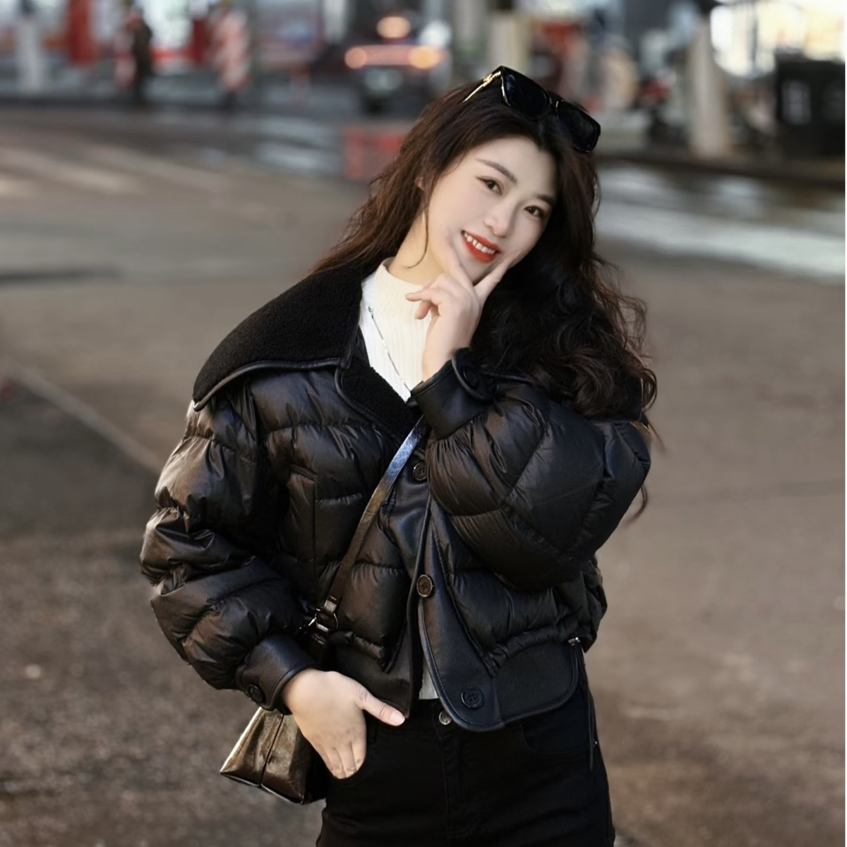 童心家冬上新小众设计师潮牌大翻领保暖羽绒服外套V164