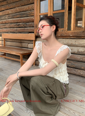 童心上新法式浪漫小飞袖蕾丝小衫(不含裤子)1769