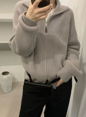 童心简约慵懒风拉链翻领保暖毛衣（含46.9羊毛）33157