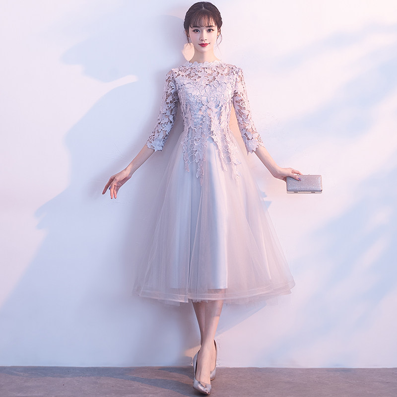 宴會晚禮服2021新款中長款長袖伴娘禮服姐妹裙年會女主持人連衣裙在類目 女裝/女士精品, 婚紗/旗袍/禮服, 禮服/晚裝中 - 來自Buy2taobao.com提供專業的淘寶代購服務