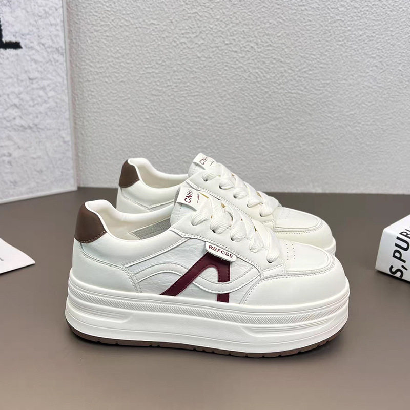 真皮厚底小白鞋女网面透气2025夏季新款百搭轻便增高运动休闲板鞋