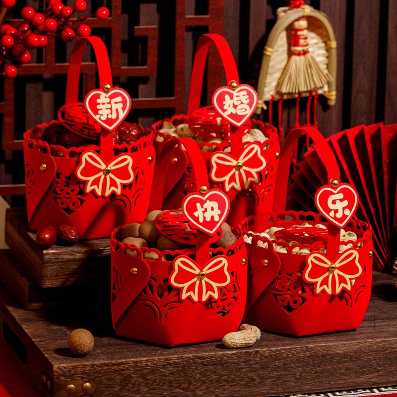 早生贵子提篮新婚创意摆件