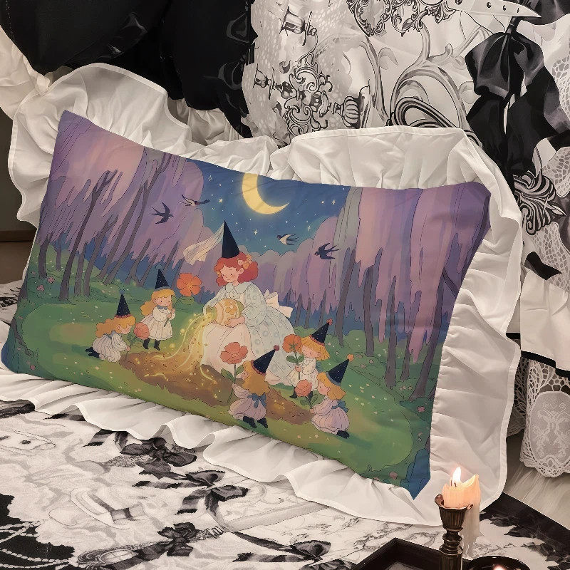 小女巫水洗棉枕套荷叶花边卡通一对装床头腰靠枕芯头套枕巾皮魔法,床上用品,枕套,淘宝优惠券,粉丝福利购,淘宝优惠卷