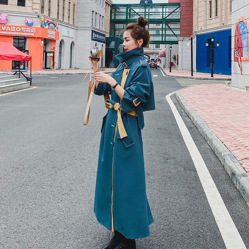 蓝海奕诺风衣2020新款中长款时尚休闲流行大衣春秋外套女韩版宽松