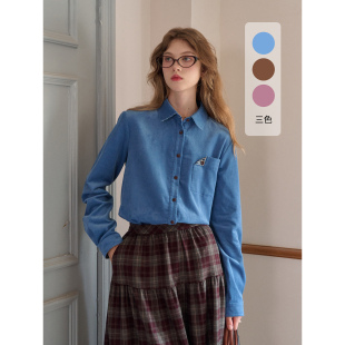 SimpleRetro格林小镇 全棉法式可拆领口两穿灯芯绒衬衫女立领衬衣