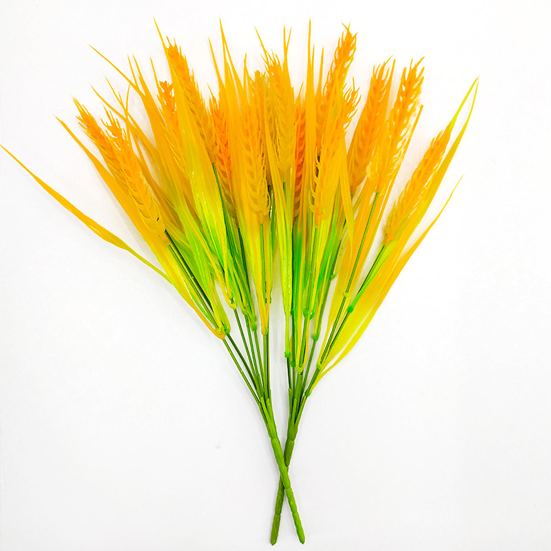 仿真稻谷假稻谷道具塑料麦穗稻穗七杈假稻谷装饰学校演出舞台道具