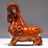 花梨木质羊摆件实木雕刻山羊羚羊十二生肖办公家居装 饰工艺品摆设