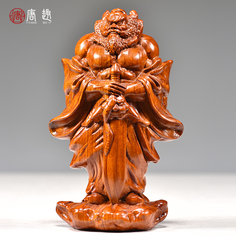 花梨实木雕刻天师福神钟馗神像摆件办公室客厅红木工艺品桌面摆设