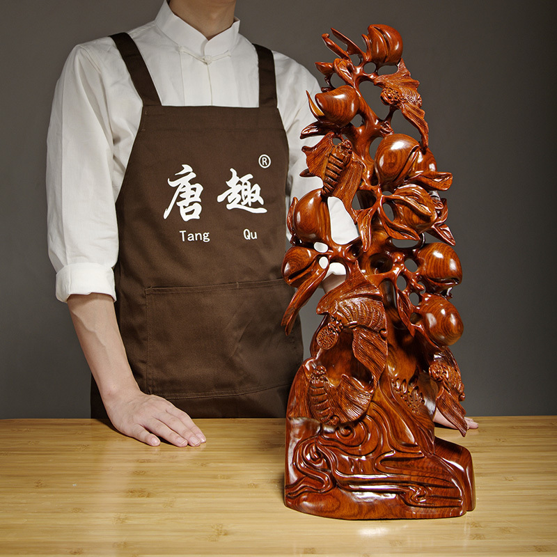 花梨根雕吉祥红木乔迁五福临门