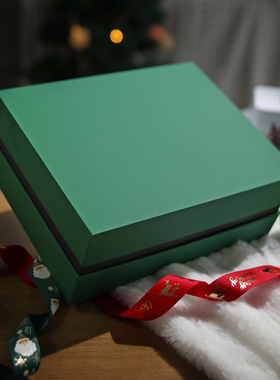 绿色礼盒ins特种纸红包装盒节日空盒含手提袋女王节礼盒可加logo