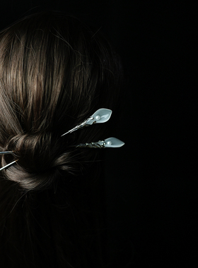 新中式清冷感复古风马蹄莲发簪简约高级感发钗气质盘发饰国风簪子