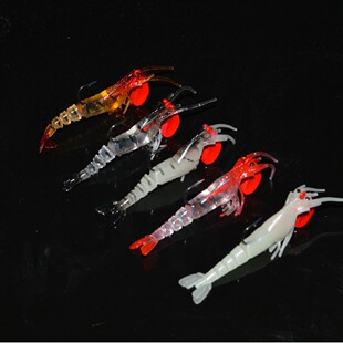 苦茶铅头钩五节软虾断节虾 配铅坠多节虾 鱼饵路亚软饵12.4克9