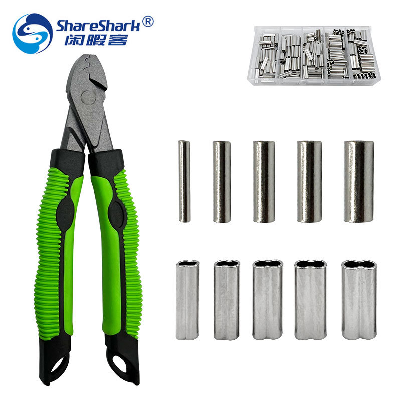 苦茶渔具铜管双铜管 鱼线固定器套管压线钳 钓鱼钢丝线夹管压管钳