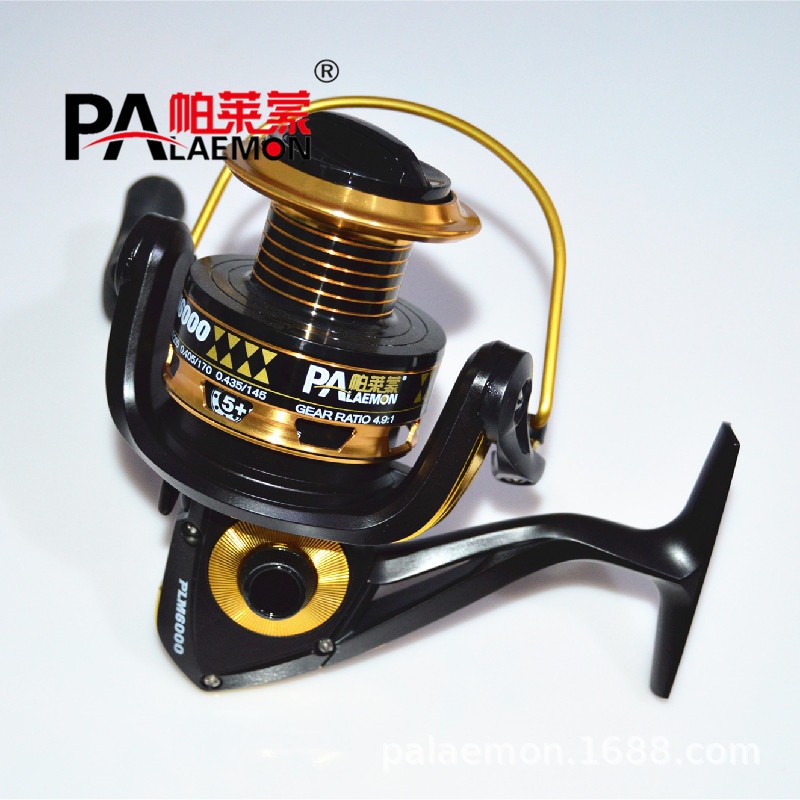 苦茶帕莱蒙品牌 PLM6000型号黑金纺车轮 金属折叠摇杆 5+1BB