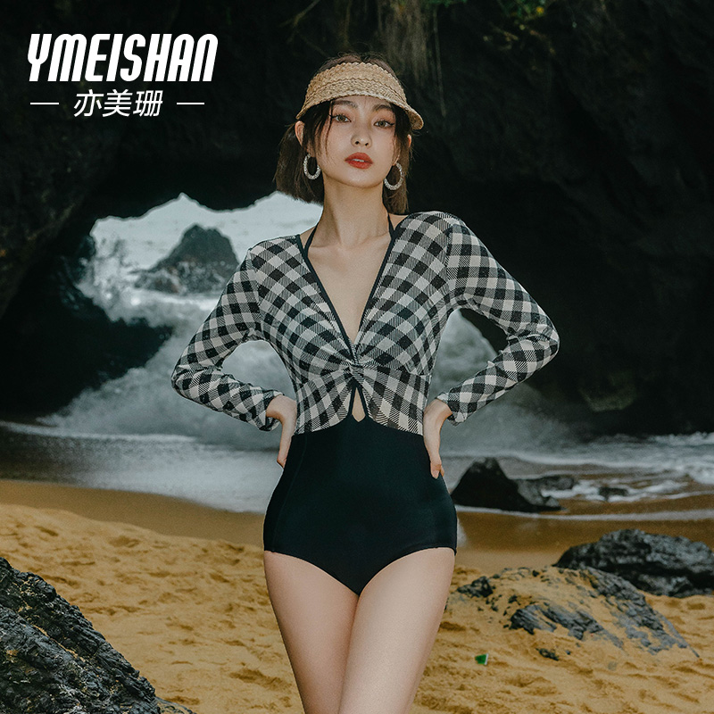 亦美珊连体泳衣女士款高级感2025新款长袖泳装成人遮肉温泉游泳衣
