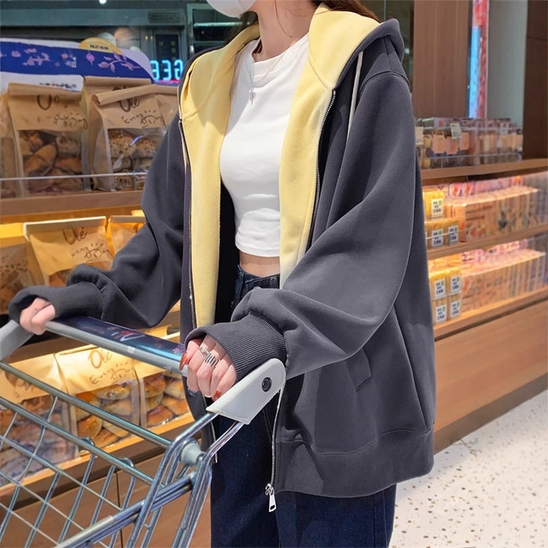 灰色连帽卫衣外套女2026