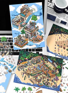 infeelme今日营业第十弹立体造景贴纸文艺ins微缩场景diy装饰贴画