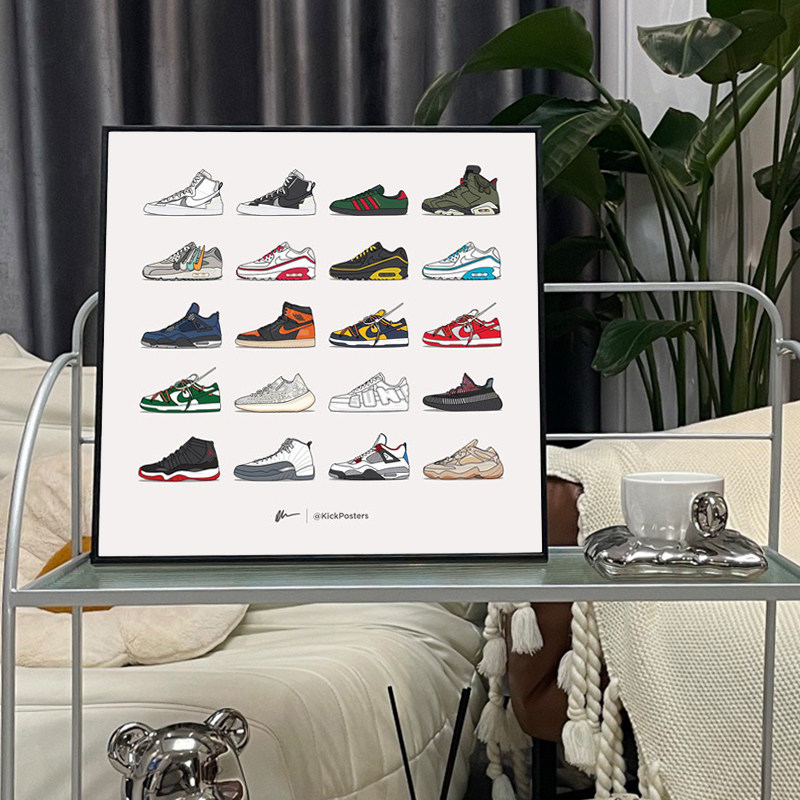 球鞋洗鞋店挂画潮牌鞋柜潮流卧室床头装饰画男生房间床头宿舍壁画