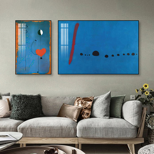 胡安米罗抽象艺术客厅卧室装饰画克莱因蓝餐厅挂画现代简约壁画