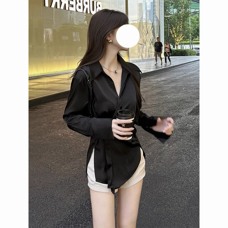极速气质长袖衬衫女春2026新款收腰显瘦设计感不规则衬衣法式别致
