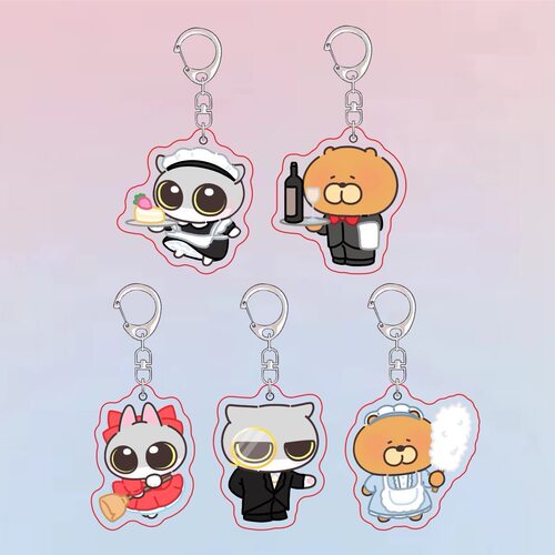 呆猫八条周边女仆装可爱卡通双面亚克力钥匙扣装饰背包挂件小礼物