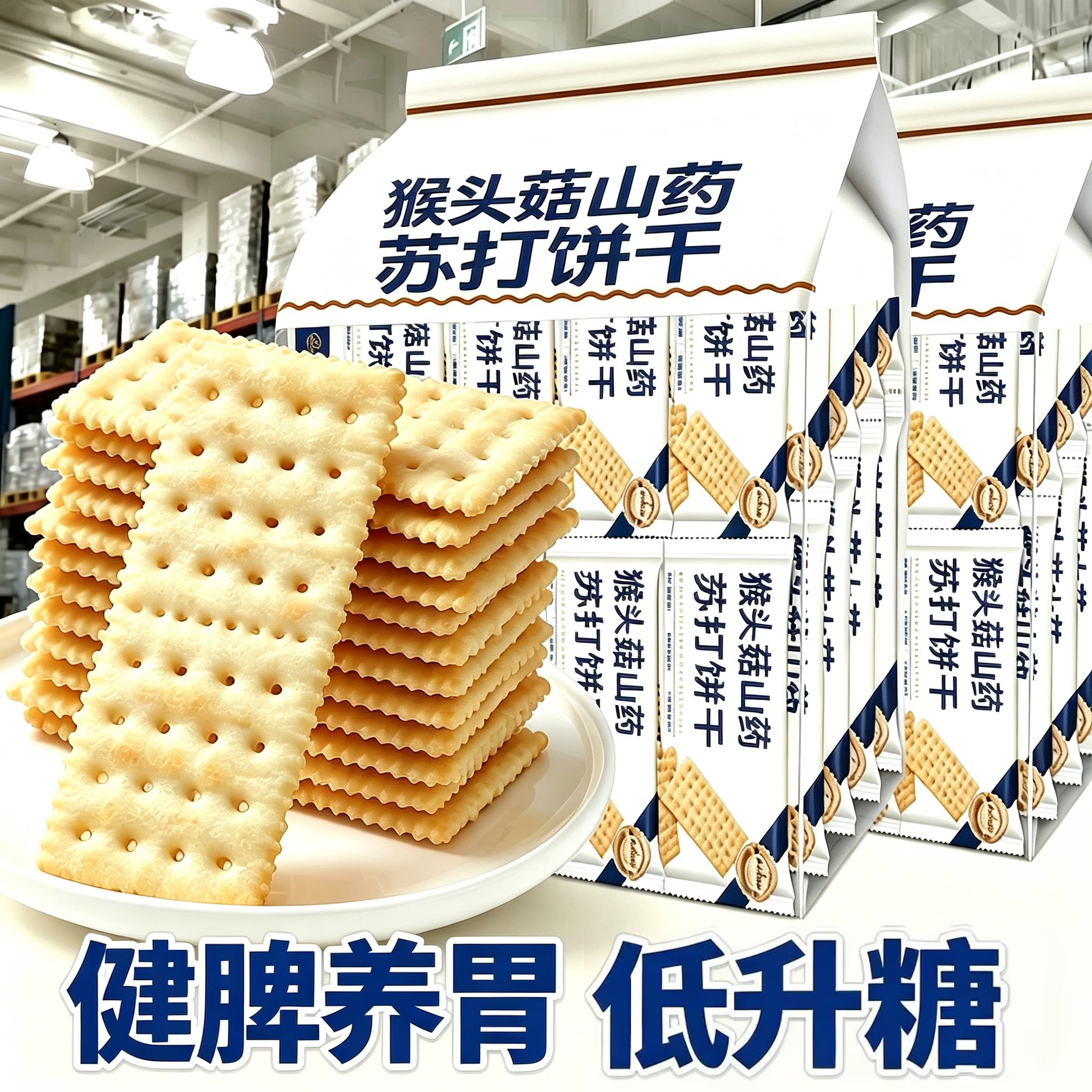 猴菇山药苏打饼干薄脆饼干代餐