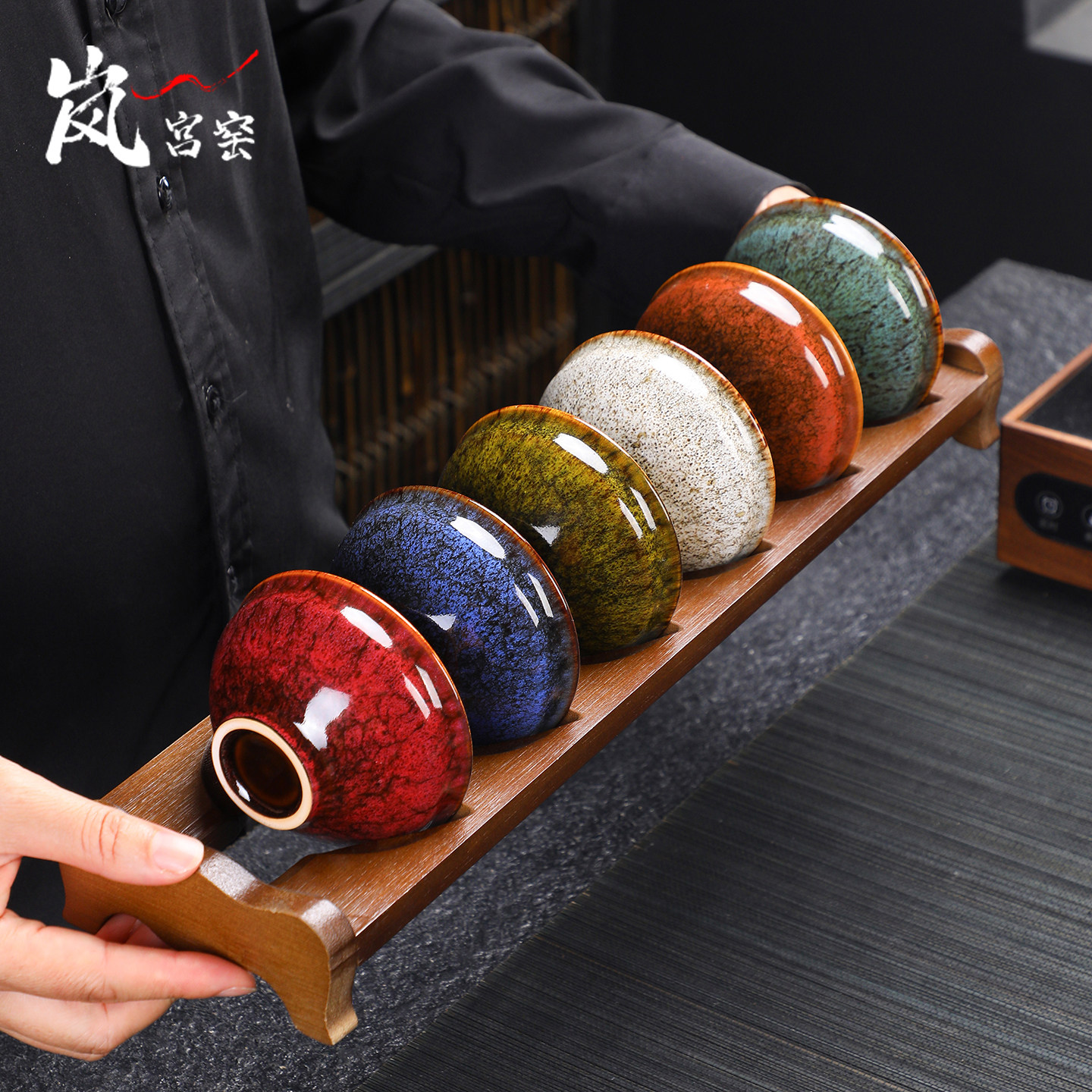 加厚防烫茶盏茶杯陶瓷茶具客人喝茶杯子一人一色家用礼盒套装送礼图片