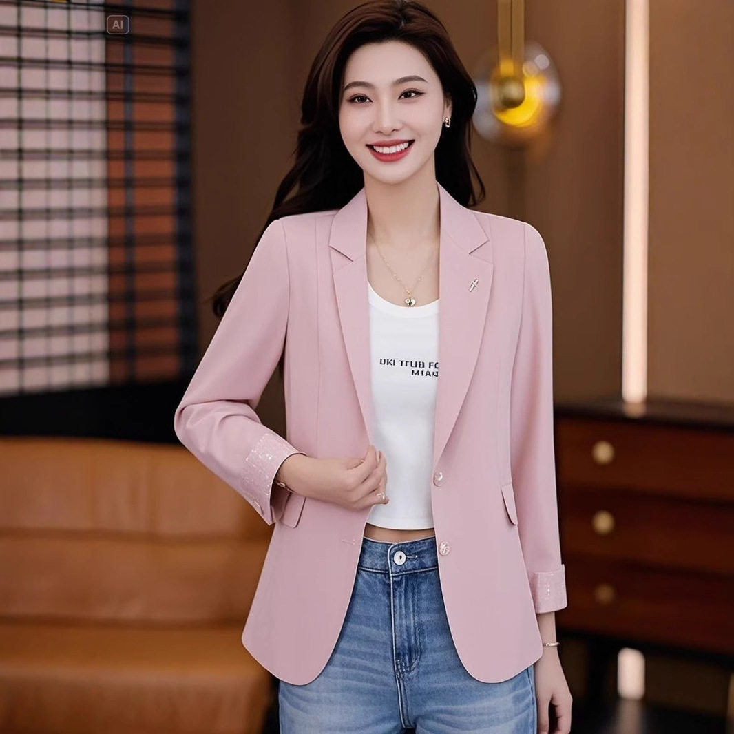 短款西装外套女2025春季新款洋气九分袖小个子休闲西服上衣潮通勤
