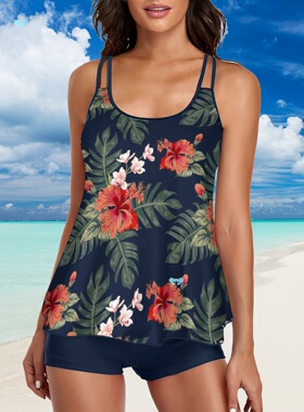 Women's split swimsuit 2 Piece Summer rainforest leaf