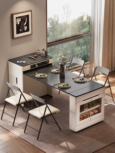 2024餐边柜岛台餐桌一体家用可伸缩折叠小户型多功能吧导倒台饭桌