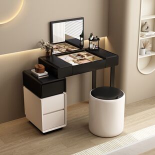 2025翻盖小户型梳妆台北欧卧室现代简约书桌多功能斗柜一体化妆桌