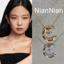 珍妮同款｜水冰月菱格纹玫瑰金项链带钻轻奢小众高级锁骨链叠戴