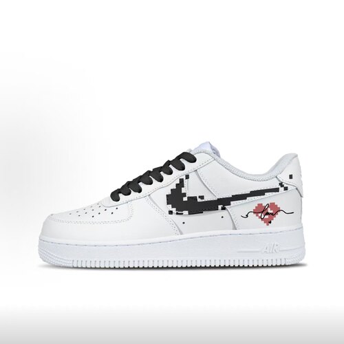 定制球鞋 Nike Air Force 1 心跳代码 百搭低帮板鞋 男女同款白色