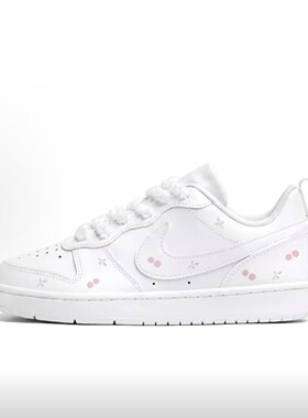 定制球鞋 Nike Court Borough 小碎花 甜美清新学院风 低帮板鞋女
