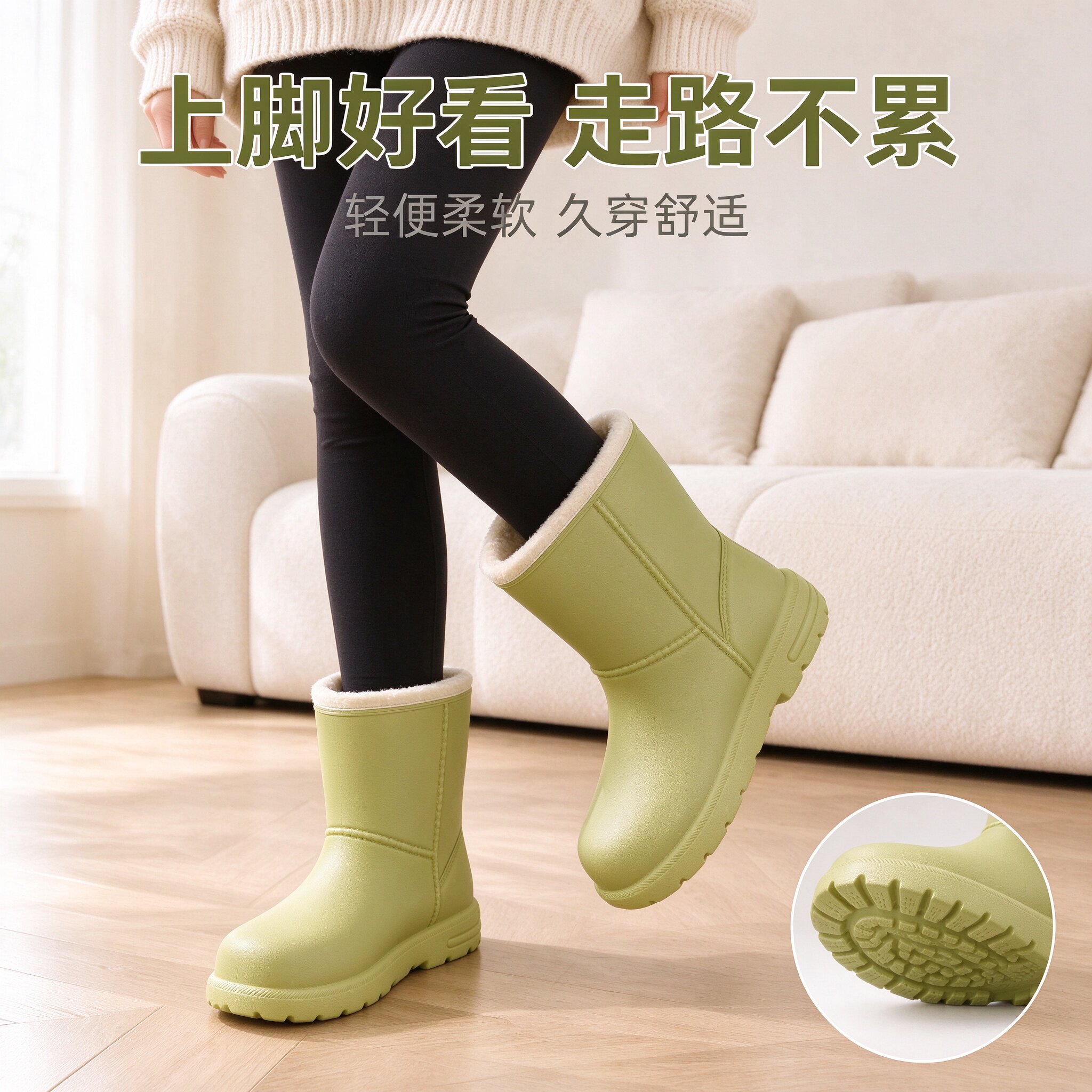 EVA加绒保暖防滑防水雨靴