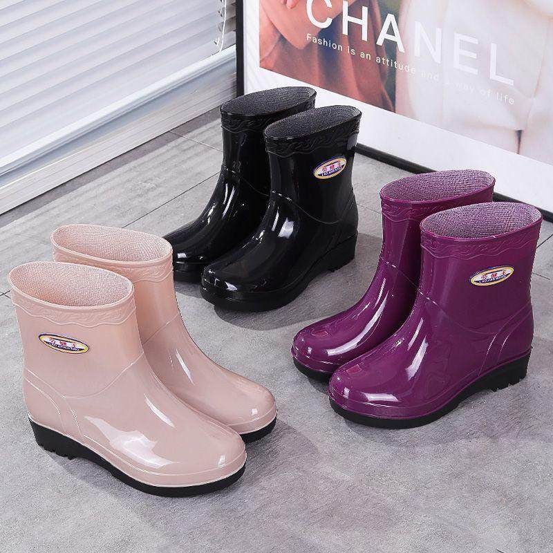 四季雨鞋女短筒成人加绒雨靴时尚防水鞋女士防滑中筒胶鞋套鞋保暖