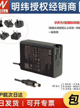 明纬NGE90I/U/E-P1J电源适配器12/15/18/24/48/55V I可换插头