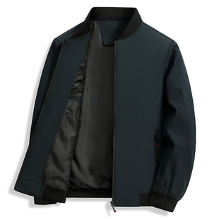 夹克中年男士2025春秋季新款立领商务休闲上衣宽松大码潮胖子外套