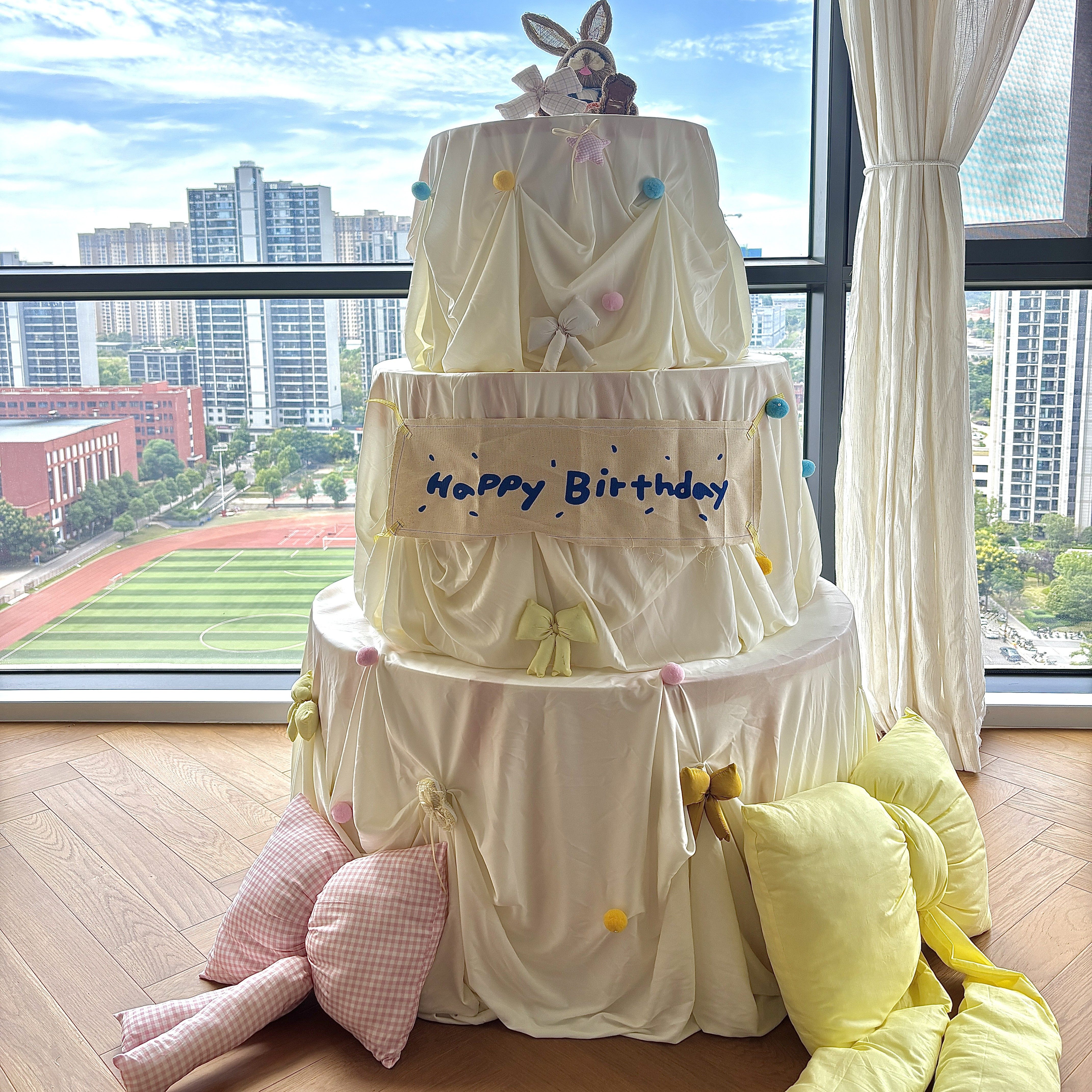 超大巨型蛋糕生日布置装饰场景女孩儿童周岁宴派对拍照道具摆件